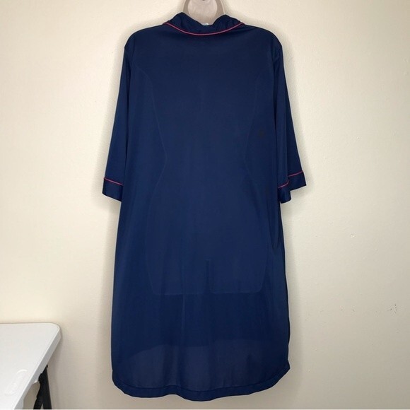 Vintage Kayser Sleep Shirt Nightgown Robe Blue Button Front Pocket Womens 38 - Picture 7 of 16